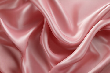 Fototapeta premium Soft pink silk fabric texture, draped in elegant waves, showcasing luxurious smoothness and subtle sheen, ideal for backgrounds or branding