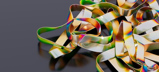 Colorful metallic ribbons in an abstract tangle. Perfect for modern designs.