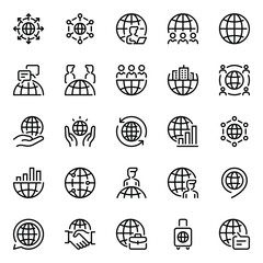 Naklejka premium Outline icons set for Global business