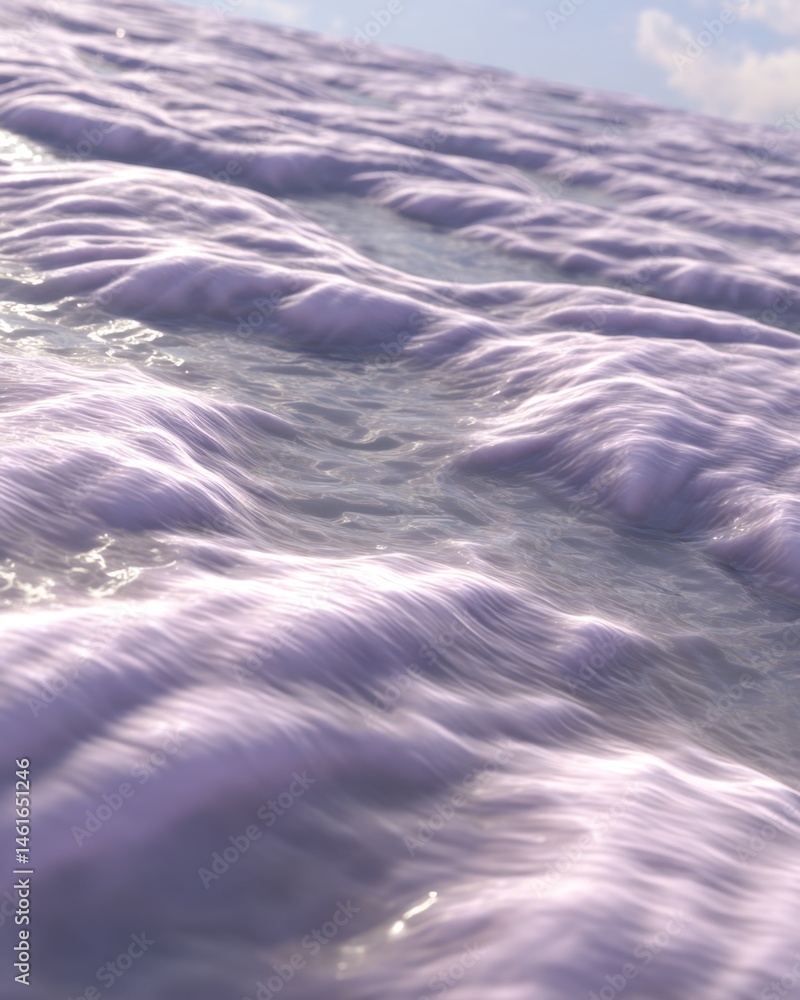 Poster low angle view of gentle water waves rippling across an open surface with a pastel color palette and