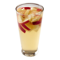 Refreshing beverage with apple slices in a tall glass. Perfect for summer parties or health-conscious gatherings. Ideal for fruit-infused drink inspiration.