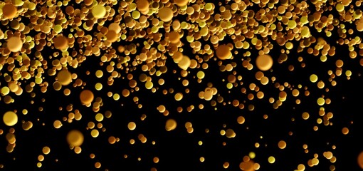 Abstract background with falling golden spheres. Perfect for luxury, celebration, and technology concepts.