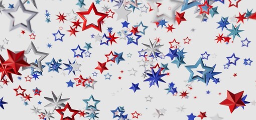 Festive background with red, white, and blue stars. Perfect for Independence Day, Memorial Day, or...