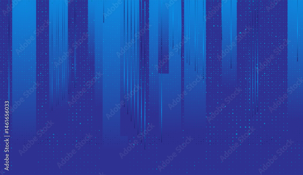 Poster blue and violet minimal geometric abstract background with stripes, lines and halftone dots. vector 