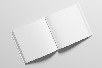 Square Softcover Book 3D Rendering White Blank Mockup