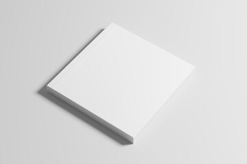Square Softcover Book 3D Rendering White Blank Mockup