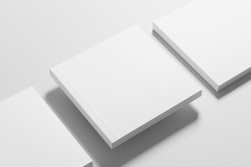 Square Softcover Book 3D Rendering White Blank Mockup