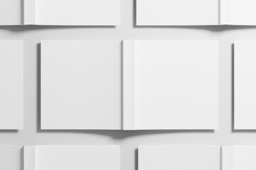 Square Softcover Book 3D Rendering White Blank Mockup