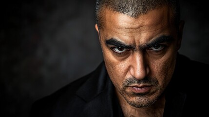 Obraz premium Intense portrait of a man with a serious expression