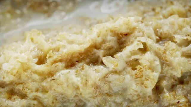 Weetabix Cereal in milk close up stock footage