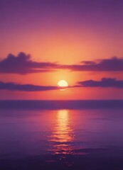 Obraz premium Blurred watercolor sunset, fiery orange merging into deep purple , digital, sunset, blend
