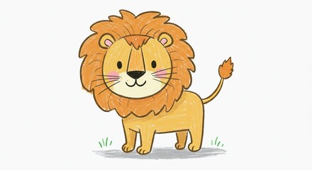 Cute Lion Crayon Drawing
