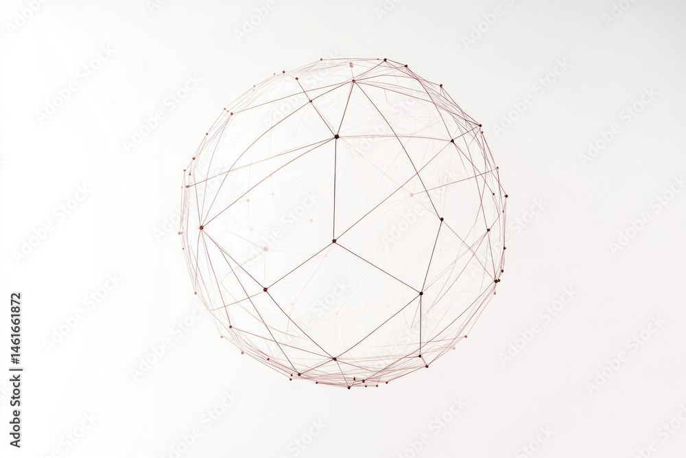 Aufkleber geometric sphere network with connected lines and nodes on white background. abstract technology con
