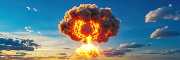 Nuclear bomb exploding and creating mushroom cloud