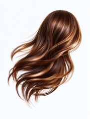 Obraz premium Flowing brown hair with highlights on white background