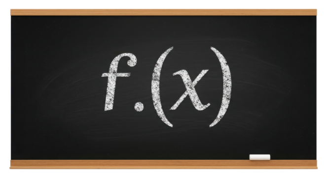 Function f(x) written on chalkboard isolated PNG with Transparent Background