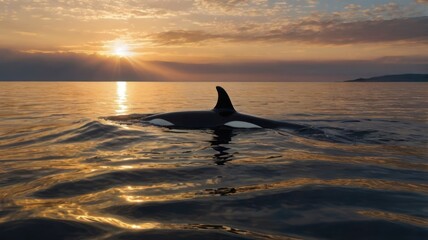 Fototapeta premium Orca at Sunset (1)