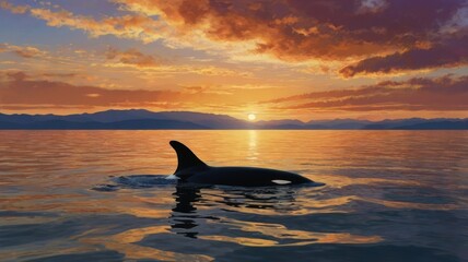 Naklejka premium Orca at Sunset (2)