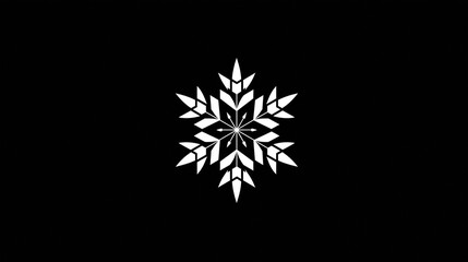 Snowflake Icon with Geometric Style on Black