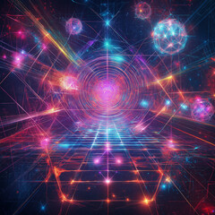 Obraz premium A crystal lattice dance floor in deep space