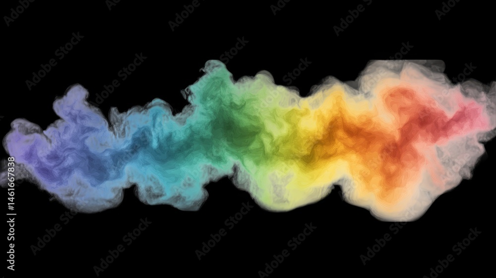 Poster rainbow smoke cloud, a colorful abstract display of vivid hues and dynamic forms