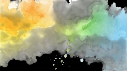 Dramatic watercolor hues on black, a vibrant abstract background for modern design