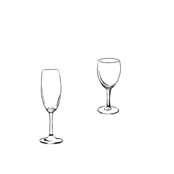 Hand drawing empty wine glass