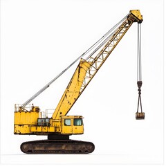 Yellow Crane on White Background.