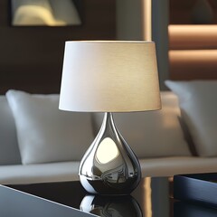 Polished Chrome Table Lamp on Sleek Contemporary Table