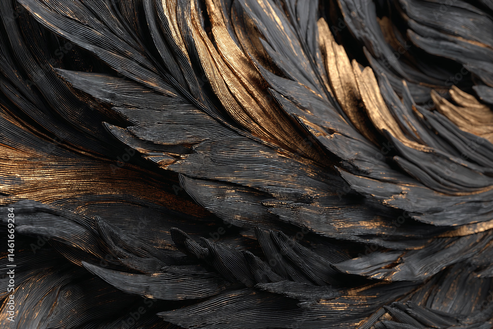 Aufkleber abstract image of black and gold textured layers creating a dynamic, flowing pattern, showcasing lux
