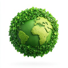 Green Earth Concept with Leafy Globe Symbolizing Nature, Ecology, and Environmental Awareness