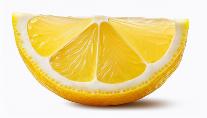 lemon isolated on white or transparent background one cut wedge of lemon fruit
