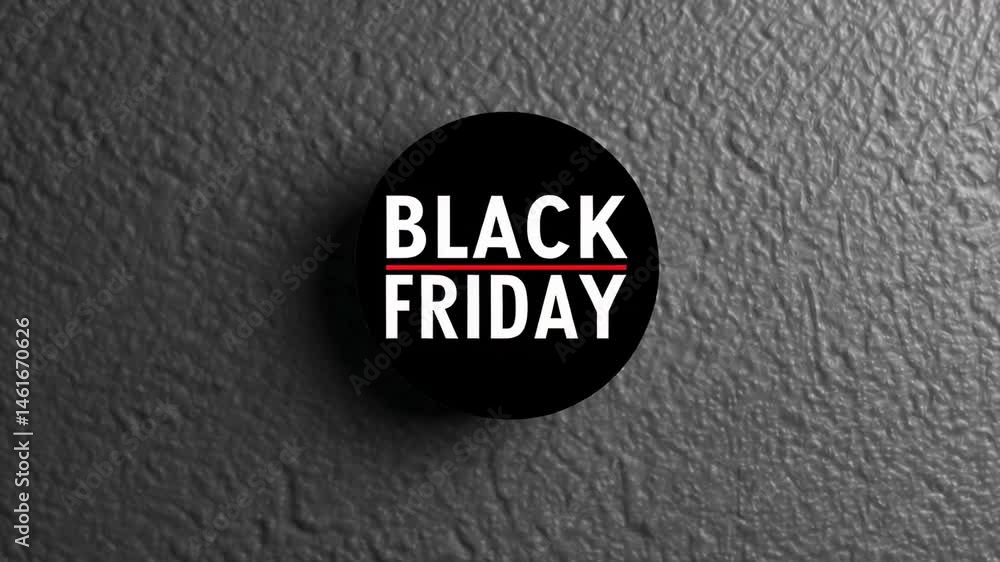 Poster Multiple views of a black friday badge, illuminated under varying lighting conditions, showcasing the text black friday with a red underline against a textured gray backdrop