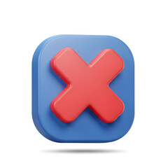 Obraz premium 3D Red X Close Button: Icon Design