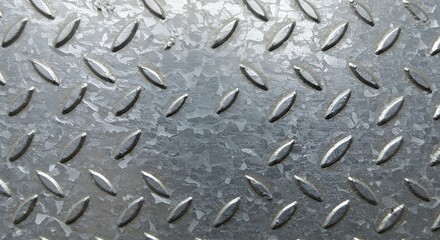 Metal Plate Showing Textured Surface and Raised Pattern for Industrial Use