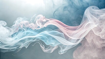 Obraz premium Mystical Whispers: Intricate wisps of pastel-colored smoke dance gracefully against a soft, blurred backdrop, conjuring a sense of ethereal beauty and transient allure.