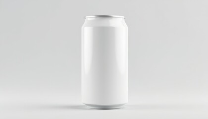 Sleek White Beverage Can on Minimalist Background