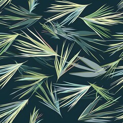Seamless pattern design of thai banana leaves and j nature flat design green background artistic viewpoint