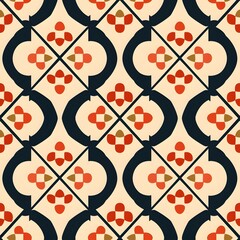 Seamless pattern design of thai window and japanese folding screen shapes art studio contemporary graphic aerial view