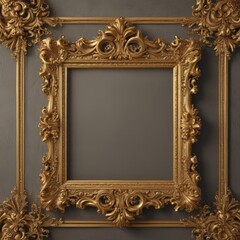 Intricate gold baroque scroll frame, vintage design ,  decoration,  metal