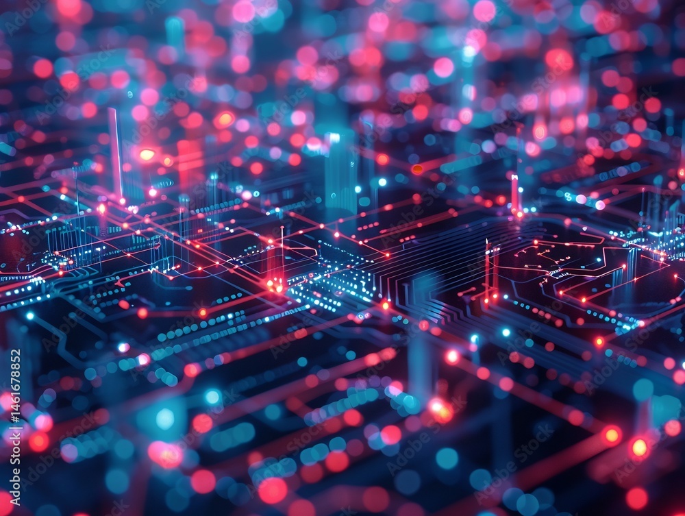 Poster abstract digital network background with glowing connections and technology