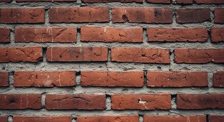 Fototapeta premium Red Brick Wall Texture with Mortar Close-up View Architecture Backdrop