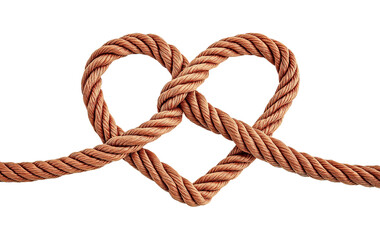 Obraz premium A single piece of rope tied into a wide, heart-shaped knot on transparent background.