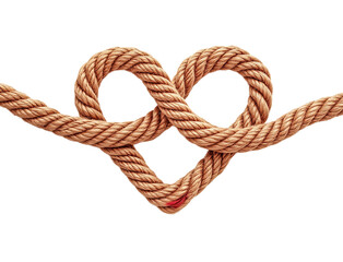 Obraz premium A single piece of rope tied into a wide, heart-shaped knot on transparent background.