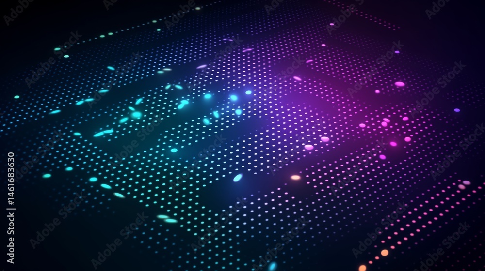 Poster Minimal chip vector pattern with glow points and soft edge gradient