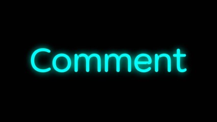 Obraz premium Abstract comment text neon bright social media cyan color.