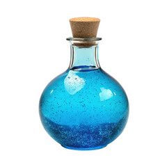 Blue potion in glass jar on transparent background