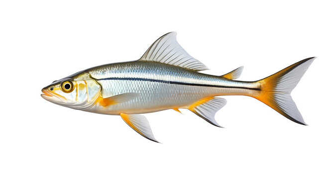 Fish Ladyfish  ( Elops saurus). Isolated on white background