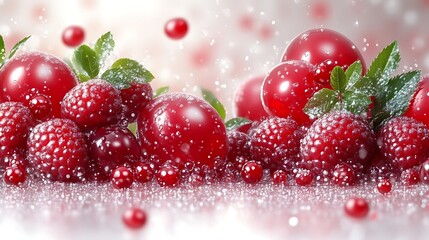 Red berries, frosted and sparkling