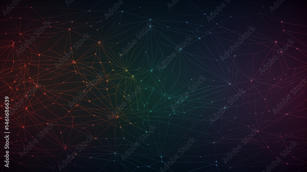 Poster Vector background with AI neural network lines and minimal color palette